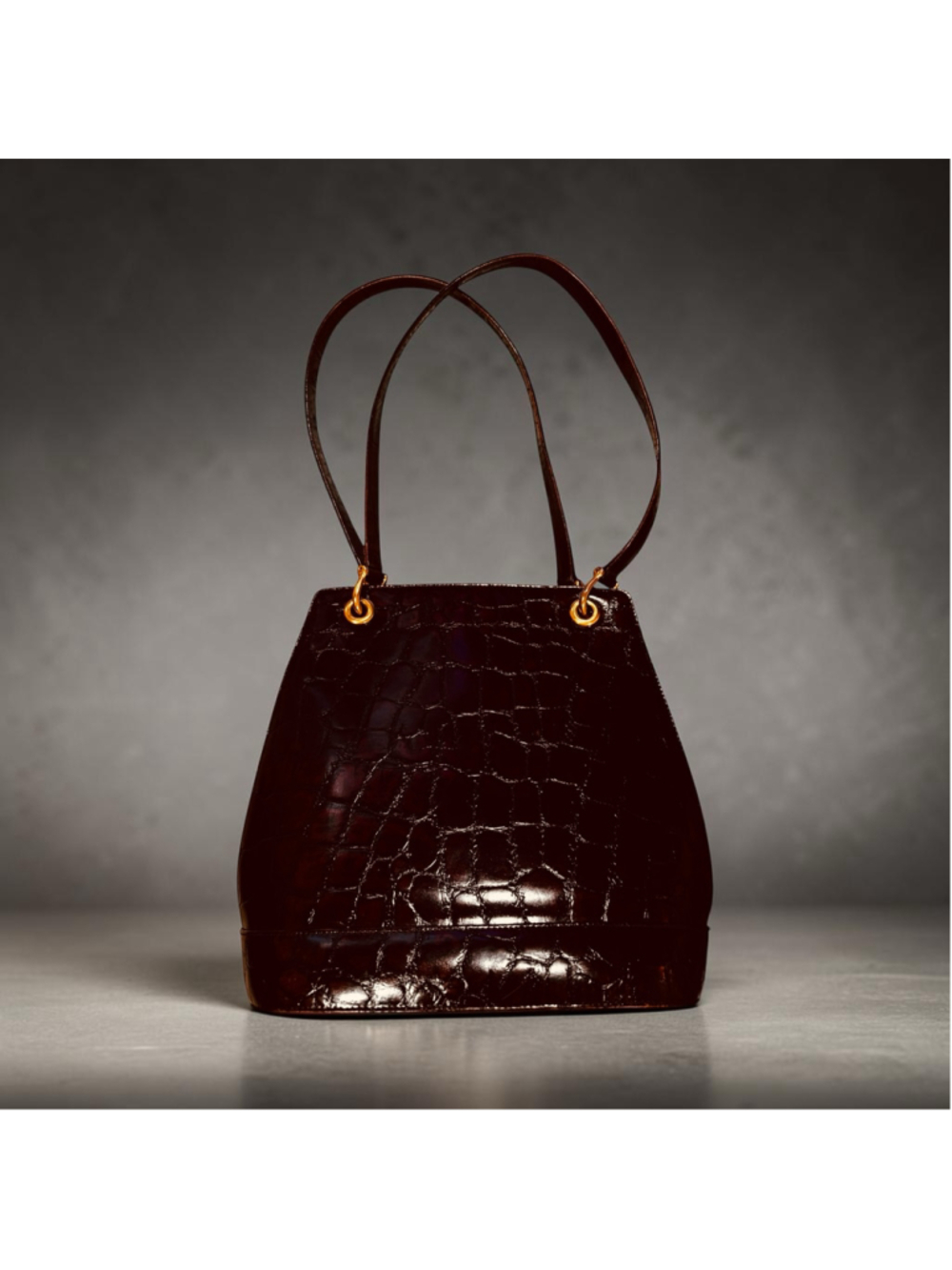 Esquire Collection Vintage Croc Brown Crocodile Embossed Shoulder Bag, One Size